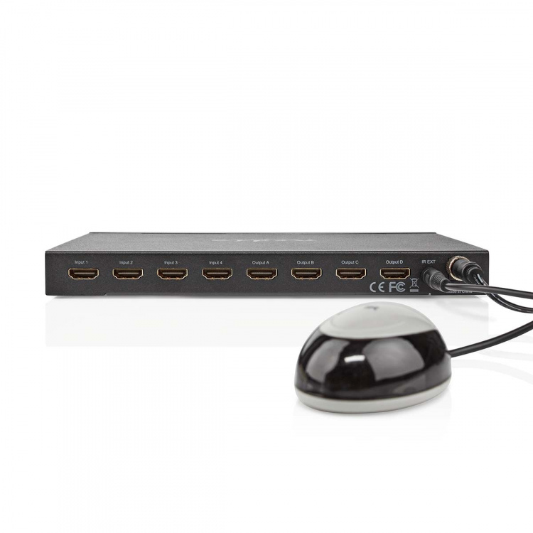 Nedis HDMI ™ matris omkopplare | 4x 4 Portar port(s) | DC Power / 1x RS232 / 4x HDMI™ Input | 4x HDMI™ Output | 4K@60Hz | 18 Gbps | Fjärrstyrd | Metall | Svart Nedis HDMI ™ matris omkopplare | 4x 4 Portar port(s) | DC Power / 1x RS232 / 4x HDMI™ Input | 4x HDMI™ Output | 4K@60Hz | 18 Gbps | Fjärrstyrd | Metall | Svart