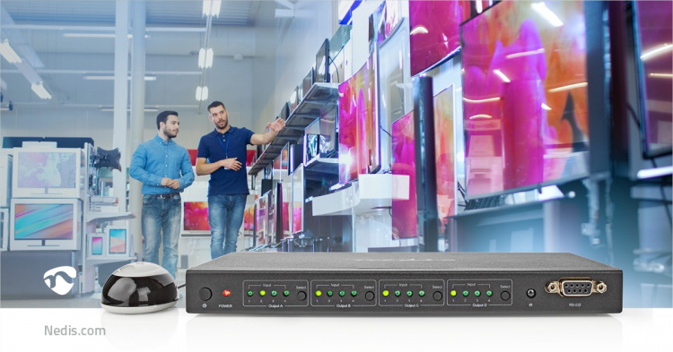 Nedis HDMI ™ matris omkopplare | 4x 4 Portar port(s) | DC Power / 1x RS232 / 4x HDMI™ Input | 4x HDMI™ Output | 4K@60Hz | 18 Gbps | Fjärrstyrd | Metall | Svart Nedis HDMI ™ matris omkopplare | 4x 4 Portar port(s) | DC Power / 1x RS232 / 4x HDMI™ Input | 4x HDMI™ Output | 4K@60Hz | 18 Gbps | Fjärrstyrd | Metall | Svart