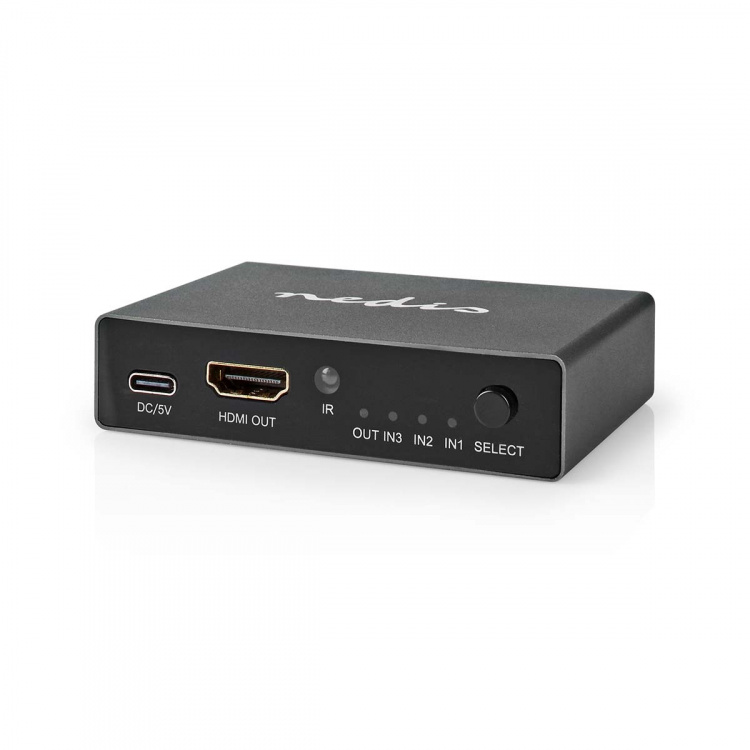 Nedis HDMI ™ Switch | 3-Port port(s) | 3x HDMI™ Input | 1x HDMI™ Output | 8K@60Hz | 45 Gbps | Fjärrstyrd | Aluminium | Antracit Nedis HDMI ™ Switch | 3-Port port(s) | 3x HDMI™ Input | 1x HDMI™ Output | 8K@60Hz | 45 Gbps | Fjärrstyrd | Aluminium | Antracit