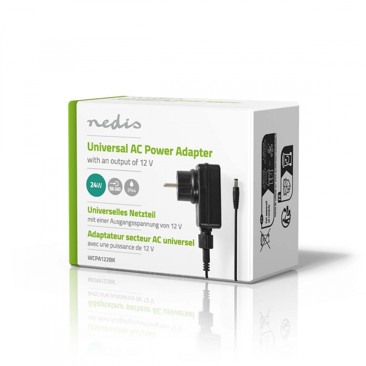 Nedis Universal nätadapter | 24 W | 12 V DC | 1.80 m | 2.0 A | 1 plug(s) | Svart