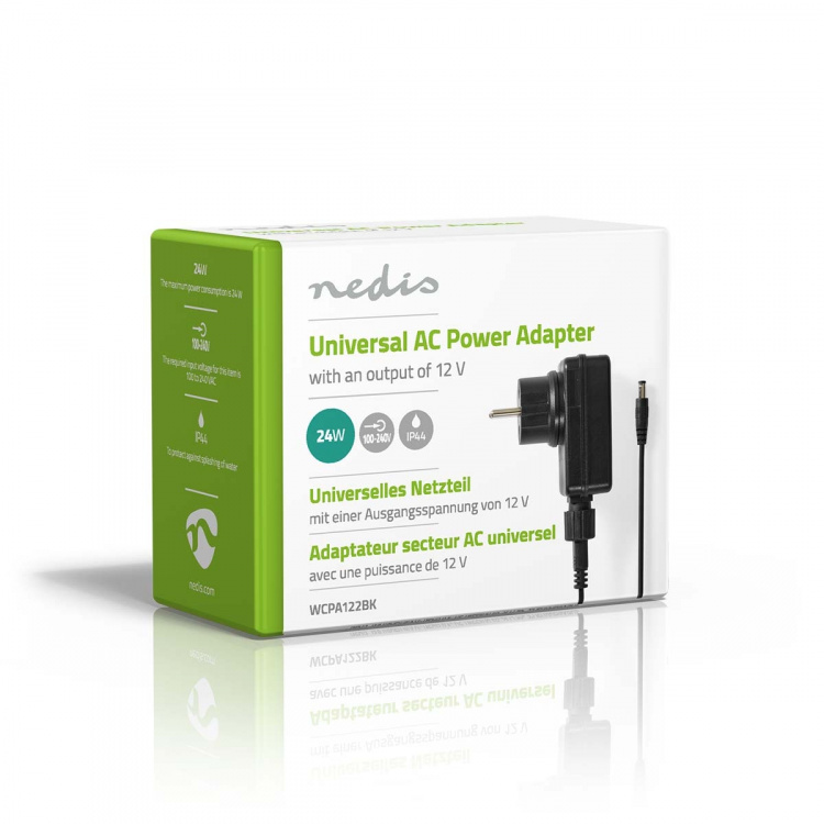 Nedis Universal nätadapter | 24 W | 12 V DC | 1.80 m | 2.0 A | 1 plug(s) | Svart