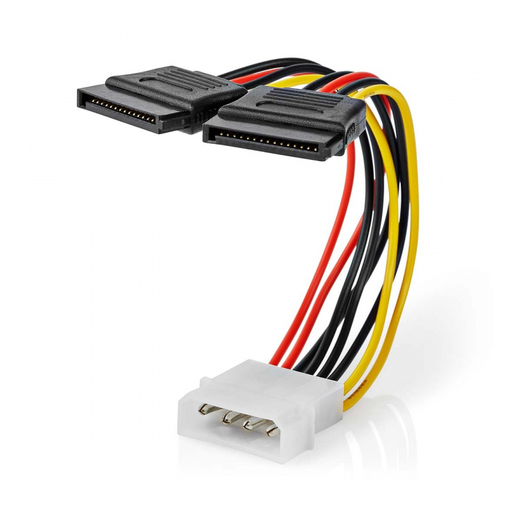 Nedis Intern Strömkabel | Molex Hane | 2x SATA 15-Pin Hona | Guldplaterad | 0.15 m | Rund | PVC | Mångfärgad | Låda