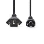 Nedis Strömkabel | CH typ 12 | IEC-320-C5 | Rak | Rak | Nickelplaterad | 2.00 m | Rund | PVC | Svart | Label