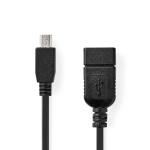 Nedis USB-adapter | USB 2.0 | Mini 5-Pin Hane | USB-A Hona | 480 Mbps | OTG | 0.20 m | Rund | Nickelplaterad | Svart | Låda