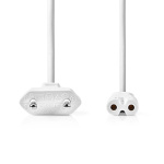 Nedis Strömkabel | Euro Man | IEC-320-C7 | Rak | Rak | Nickelplaterad | 3.00 m | Platt | PVC | Vit | Label