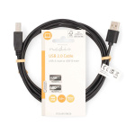 Nedis USB-kabel | USB 2.0 | USB-A Hane | USB-B Hane | 480 Mbps | Nickelplaterad | 2.00 m | Rund | PVC | Svart | Label Nedis USB-kabel | USB 2.0 | USB-A Hane | USB-B Hane | 480 Mbps | Nickelplaterad | 2.00 m | Rund | PVC | Svart | Label