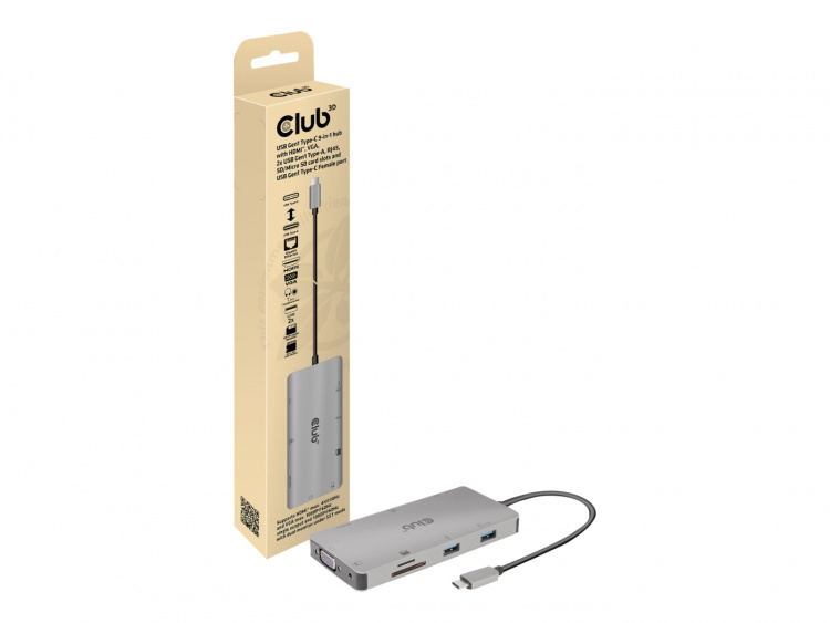 Club 3D USB Gen1 Type-C 9-i-1 hubb Dockningsstation