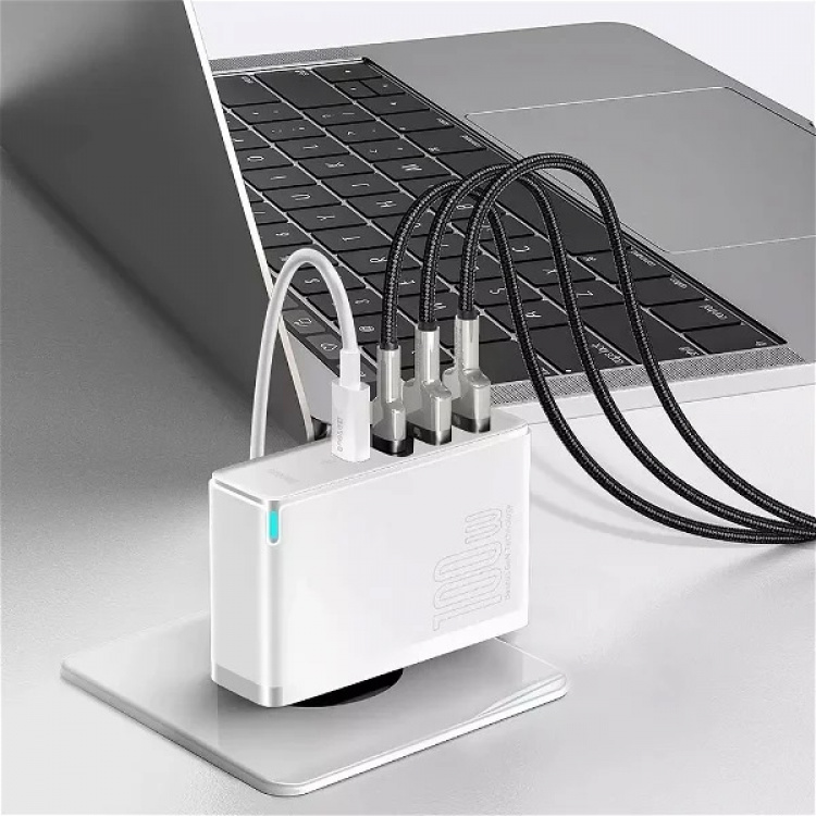 Baseus GaN2 Pro- Snabbladdare 2xUSB + 2xUSB-C 100W (Vit) Baseus GaN2 Pro- Snabbladdare 2xUSB + 2xUSB-C 100W (Vit)