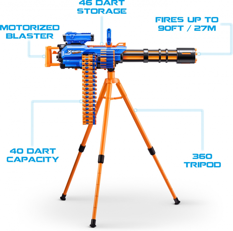 X-Shot Insanity-Motoriserad Age Fire Gatlin-pistol med stativ - skumgummipistol