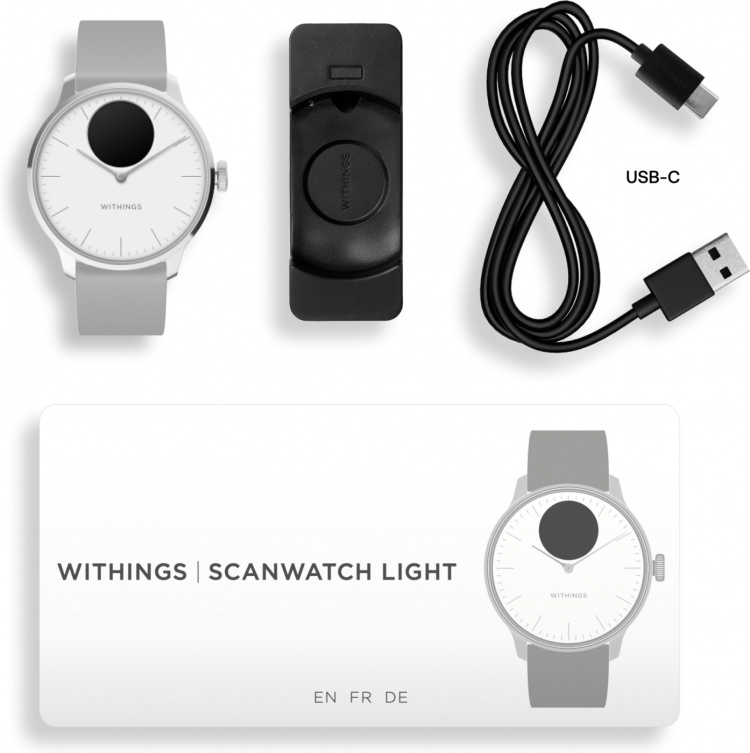 Withings Scanwatch Light smartklocka, 37 mm, vit/grå