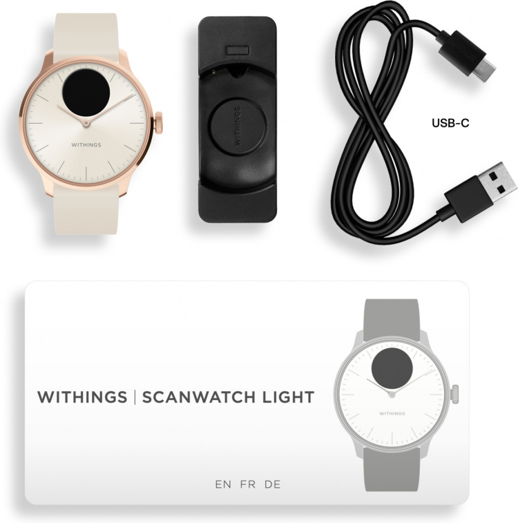 Withings Scanwatch Light smartklocka, 37 mm, vit/roséguld Withings Scanwatch Light smartklocka, 37 mm, vit/roséguld