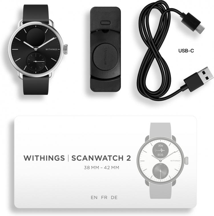 Withings Scanwatch 2 smartklocka, 38 mm, svart