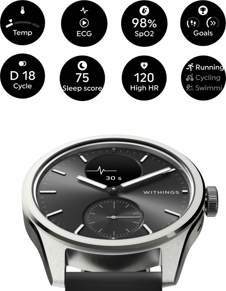 Withings Scanwatch 2 smartklocka, 42 mm, svart Withings Scanwatch 2 smartklocka, 42 mm, svart
