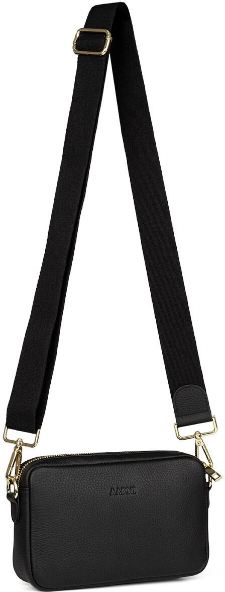 Aarni Crossbody Bag, svart, guldfärgad dragkedja Aarni Crossbody Bag, svart, guldfärgad dragkedja