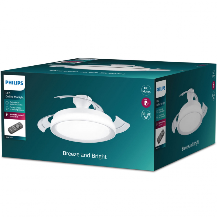 Philips Bliss Takfläkt med LED-belysning Varm-/kallvitt 4500 lm