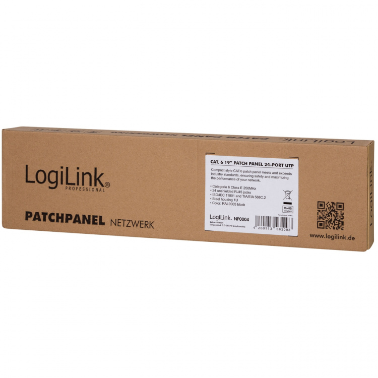 LogiLink Patchpanel 24-portar Cat6 för 19 LogiLink Patchpanel 24-portar Cat6 för 19