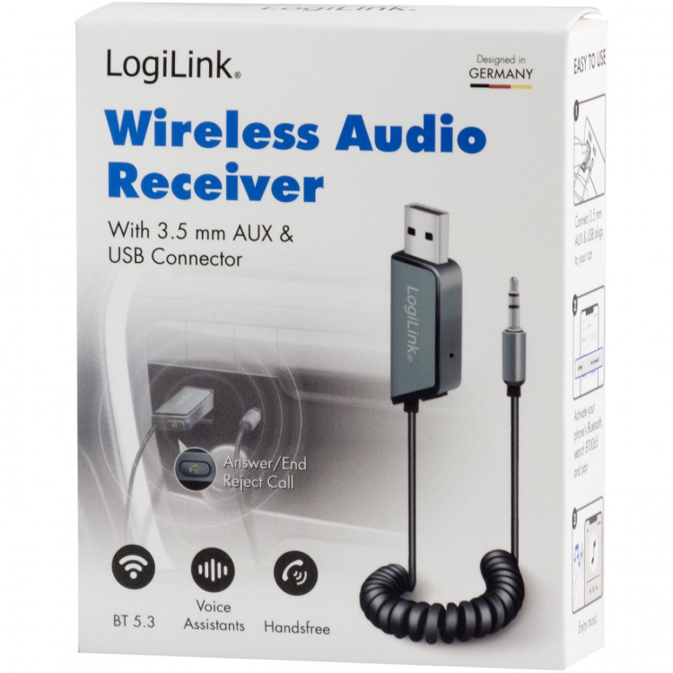 LogiLink Bluetooth-mottagare och handsfree AUX 3,5 mm BT5.3
