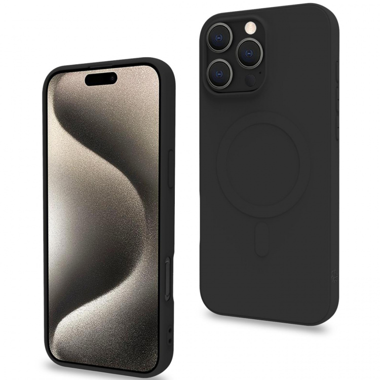 Celly Cromomag Soft rubber case MagSafe-kompatibelt 16 Pro Max Svart