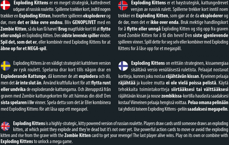 Exploding Kittens Zombie Kittens Nordic - kortspel