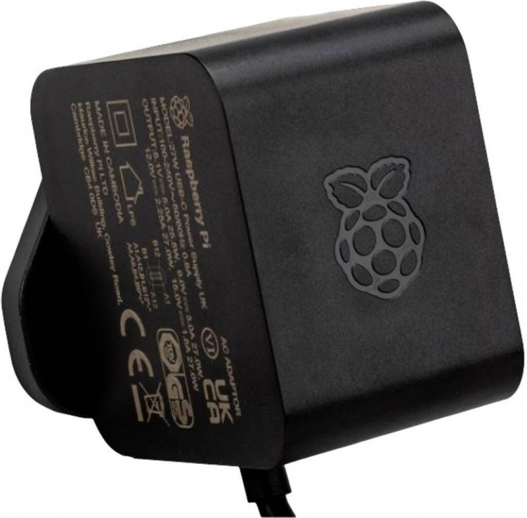 Raspberry Pi 5 B officiell nätadapter, 27 W