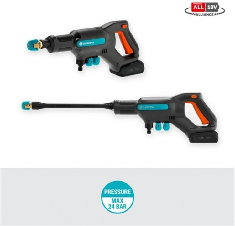 GARDENA AquaClean 24/18V P4A Premium medeltryckstvätt med vattentank, batteri och laddare