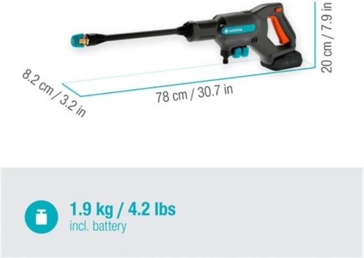 GARDENA AquaClean 24/18V P4A Premium medeltryckstvätt med vattentank, batteri och laddare