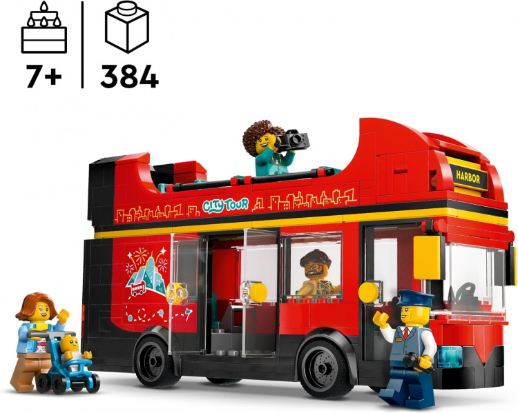 LEGO City Fantastiska fordon 60407 - Röd turistbuss med dubbeldäckare