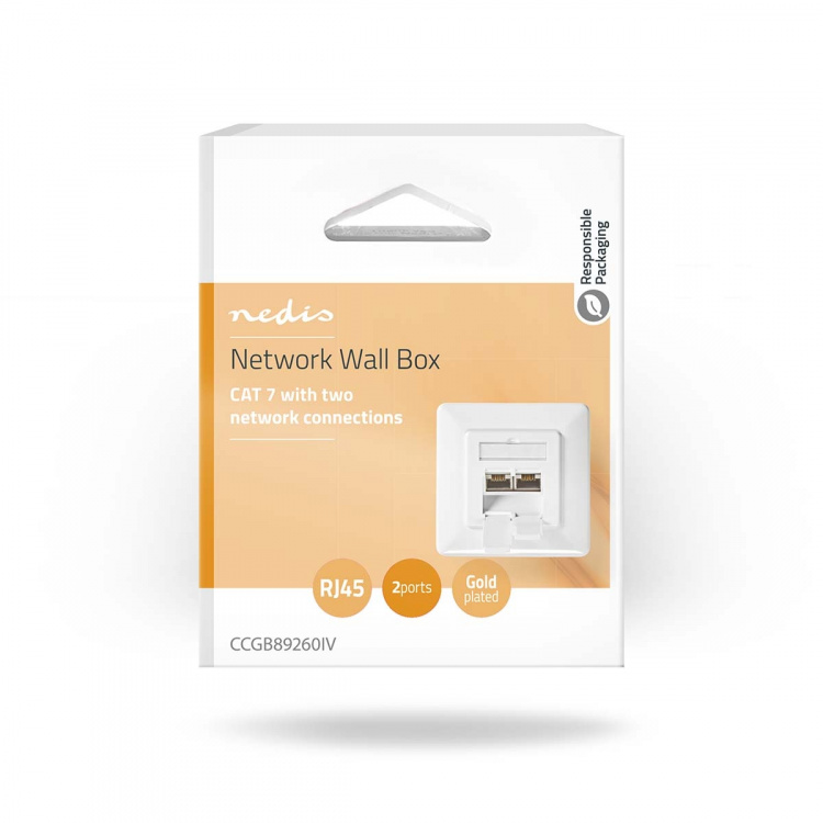 Nedis Nätverksvägglåda | Infälld montering | 2-Port port(s) | CAT7 | Rak | Hona | Guldplaterad | PVC | Elfenben | Låda Nedis Nätverksvägglåda | Infälld montering | 2-Port port(s) | CAT7 | Rak | Hona | Guldplaterad | PVC | Elfenben | Låda