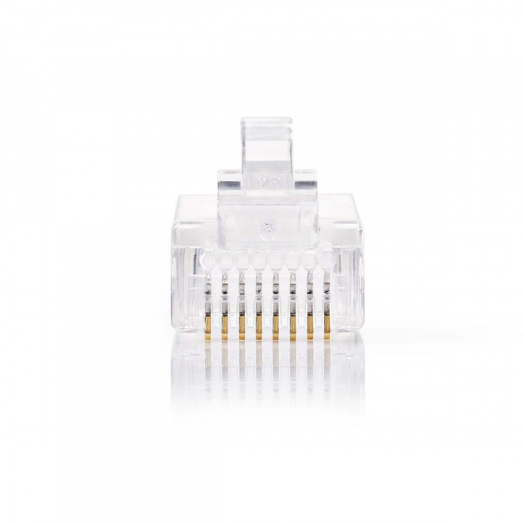 Nedis RJ45-kontakt | Hane | Strandad UTP CAT5 | Rak | Guldplaterad | 10 st. | Polycarbonate | Transparent | Låda