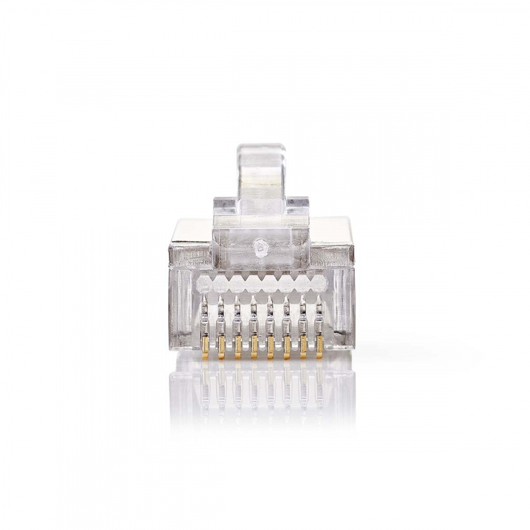Nedis RJ45-kontakt | Hane | Strandad STP CAT5 | Rak | Guldplaterad | 10 st. | Polycarbonate | Transparent | Låda