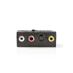 Nedis SCART-adapter | SCART Hane | S-Video Female / 3x RCA Hona | Nickelplaterad | Omkopplingsbar | ABS | Svart | 1 st. | Kuvert