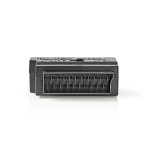 Nedis SCART-adapter | SCART Hane | S-Video Female / 3x RCA Hona | Nickelplaterad | Omkopplingsbar | ABS | Svart | 1 st. | Kuvert
