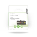 Nedis SCART-adapter | SCART Hane | S-Video Female / 3x RCA Hona | Nickelplaterad | Omkopplingsbar | ABS | Svart | 1 st. | Kuvert