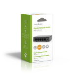 Nedis Nätverksomkopplare | Trådbunden hastighet: Gigabit | Antal Ethernet portar: 5