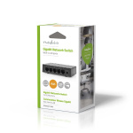 Nedis Nätverksomkopplare | Trådbunden hastighet: Gigabit | Antal Ethernet portar: 5