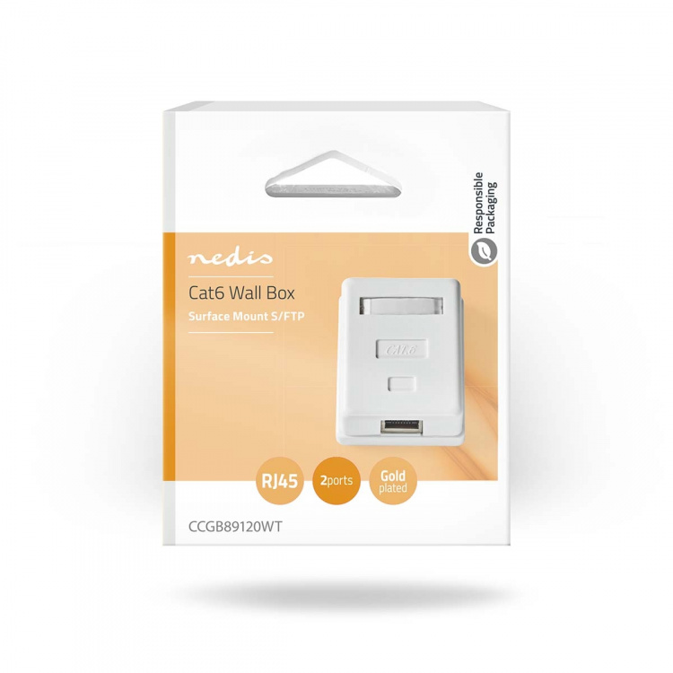 Nedis Nätverksvägglåda | Ytmontering | 1-Port port(s) | STP CAT6 | Rak | Hona | Guldplaterad | PVC | Vit | Låda Nedis Nätverksvägglåda | Ytmontering | 1-Port port(s) | STP CAT6 | Rak | Hona | Guldplaterad | PVC | Vit | Låda