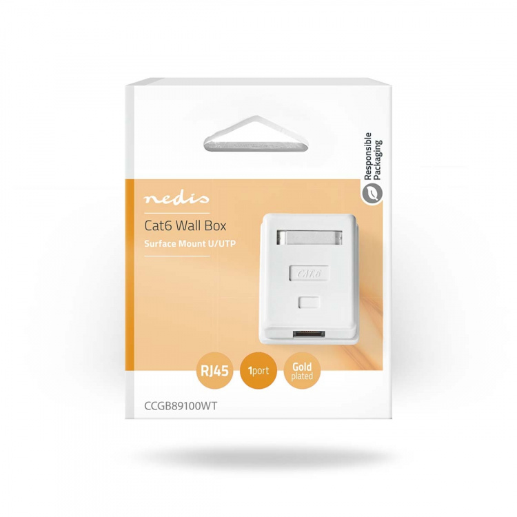 Nedis Nätverksvägglåda | Ytmontering | 1-Port port(s) | UTP CAT6 | Rak | Hona | Guldplaterad | ABS | Vit | Låda Nedis Nätverksvägglåda | Ytmontering | 1-Port port(s) | UTP CAT6 | Rak | Hona | Guldplaterad | ABS | Vit | Låda