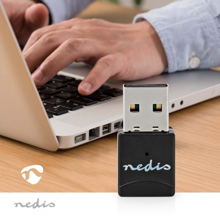 Nedis Nätverks dongle | Wi-Fi | AC600 | 2.4/5 GHz (Dual Band) | USB2.0 | Wi-Fi hastighet total: 600 Mbps | Windows 10 / Windows 11 / Windows 8 Nedis Nätverks dongle | Wi-Fi | AC600 | 2.4/5 GHz (Dual Band) | USB2.0 | Wi-Fi hastighet total: 600 Mbps | Windows 10 / Windows 11 / Windows 8