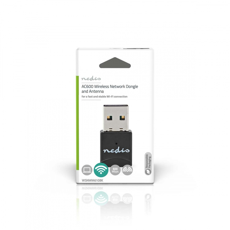 Nedis Nätverks dongle | Wi-Fi | AC600 | 2.4/5 GHz (Dual Band) | USB2.0 | Wi-Fi hastighet total: 600 Mbps | Windows 10 / Windows 11 / Windows 8 Nedis Nätverks dongle | Wi-Fi | AC600 | 2.4/5 GHz (Dual Band) | USB2.0 | Wi-Fi hastighet total: 600 Mbps | Windows 10 / Windows 11 / Windows 8