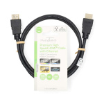 Nedis Premium High Speed HDMI ™ kabel med Ethernet | HDMI™ Kontakt | HDMI™ Kontakt | 4K@60Hz | 18 Gbps | 1.00 m | Rund | PVC | Svart | Label Nedis Premium High Speed HDMI ™ kabel med Ethernet | HDMI™ Kontakt | HDMI™ Kontakt | 4K@60Hz | 18 Gbps | 1.00 m | Rund | PVC | Svart | Label