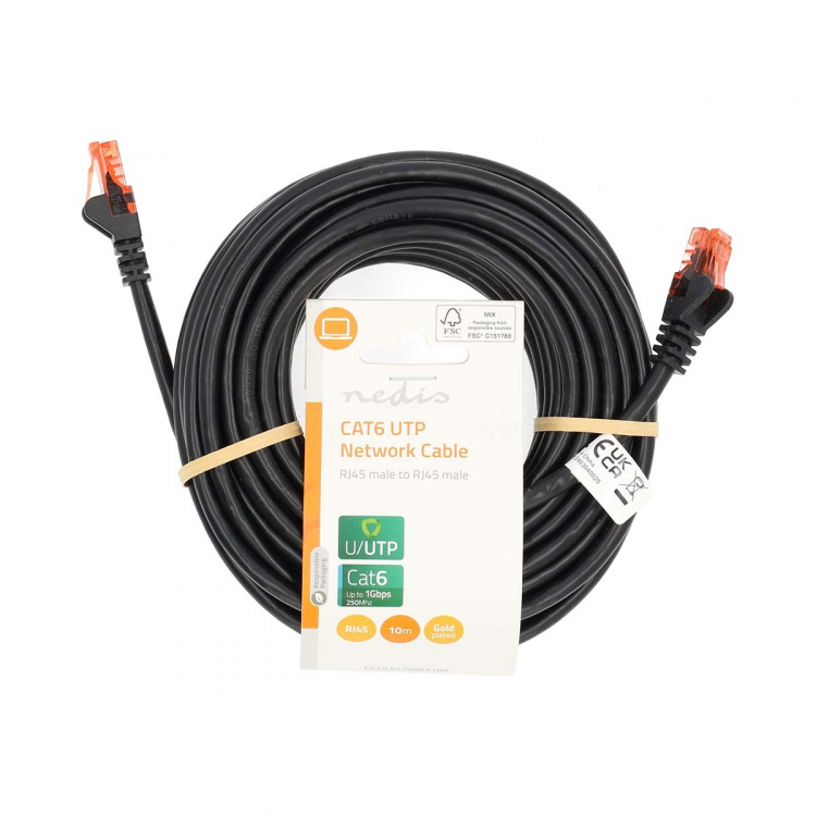 Nedis CAT6 Nätverkskabel | RJ45 hane | RJ45 hane | U/UTP | 10.0 m | Rund | PVC | Svart | Label Nedis CAT6 Nätverkskabel | RJ45 hane | RJ45 hane | U/UTP | 10.0 m | Rund | PVC | Svart | Label