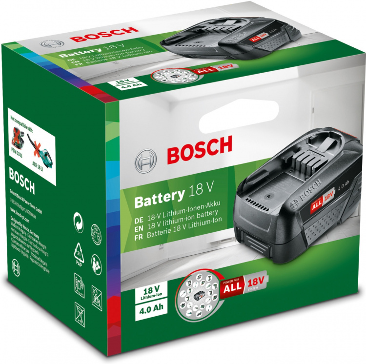 Bosch 18 V litiumjonbatteri, 4,0 Ah