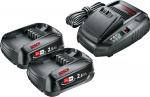 Bosch 18V Li-ion batteriladdarsats, 2 x 2,5 Ah batterier och AL 1830 CV laddare