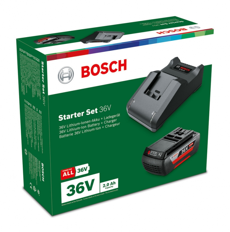 Bosch 36V Li-ion batteri- och laddningssats, 2,0 Ah batteri och AL 36-20 laddare