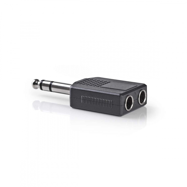 Nedis Stereo Audio Adapter | 6.35 mm Hane | 2x 6.35 mm Hona | Nickelplaterad | Rak | ABS | Svart | 10 st. | Kuvert