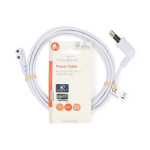 Nedis Strömkabel | Euro Man | IEC-320-C7 | Vinklat | Vinklat vänster | Nickelplaterad | 2.00 m | Platt | PVC | Vit | Label