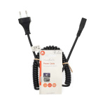 Nedis Strömkabel | Euro Man | IEC-320-C1 | Rak | Rak | Nickelplaterad | 2.00 m | Lindad | PVC | Svart | Label