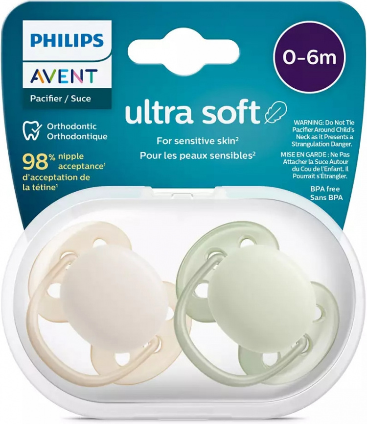 Philips Avent SCF091/05 Ultra Soft napp, 0-6 månader, 2 delar, neutral