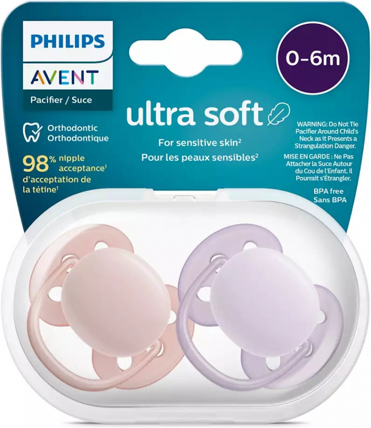 Philips Avent SCF091/31 Ultra Soft napp, 0-6 månader, 2 st, lila Philips Avent SCF091/31 Ultra Soft napp, 0-6 månader, 2 st, lila