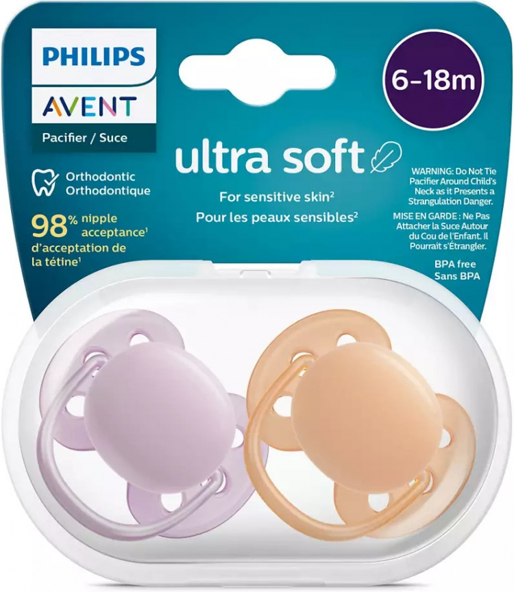 Philips Avent SCF091/33 Ultra Soft napp, 6-18 månader, 2 st, rödaktig Philips Avent SCF091/33 Ultra Soft napp, 6-18 månader, 2 st, rödaktig